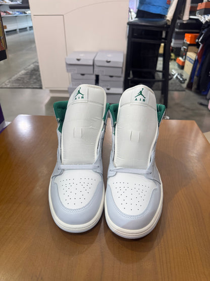 Air Jordan 1 Mid White Pure Platinum Pine Green