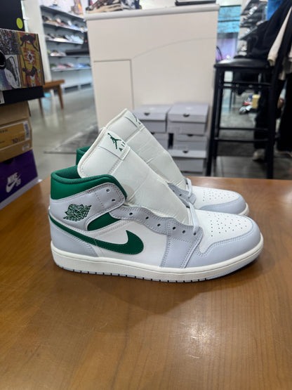 Air Jordan 1 Mid White Pure Platinum Pine Green