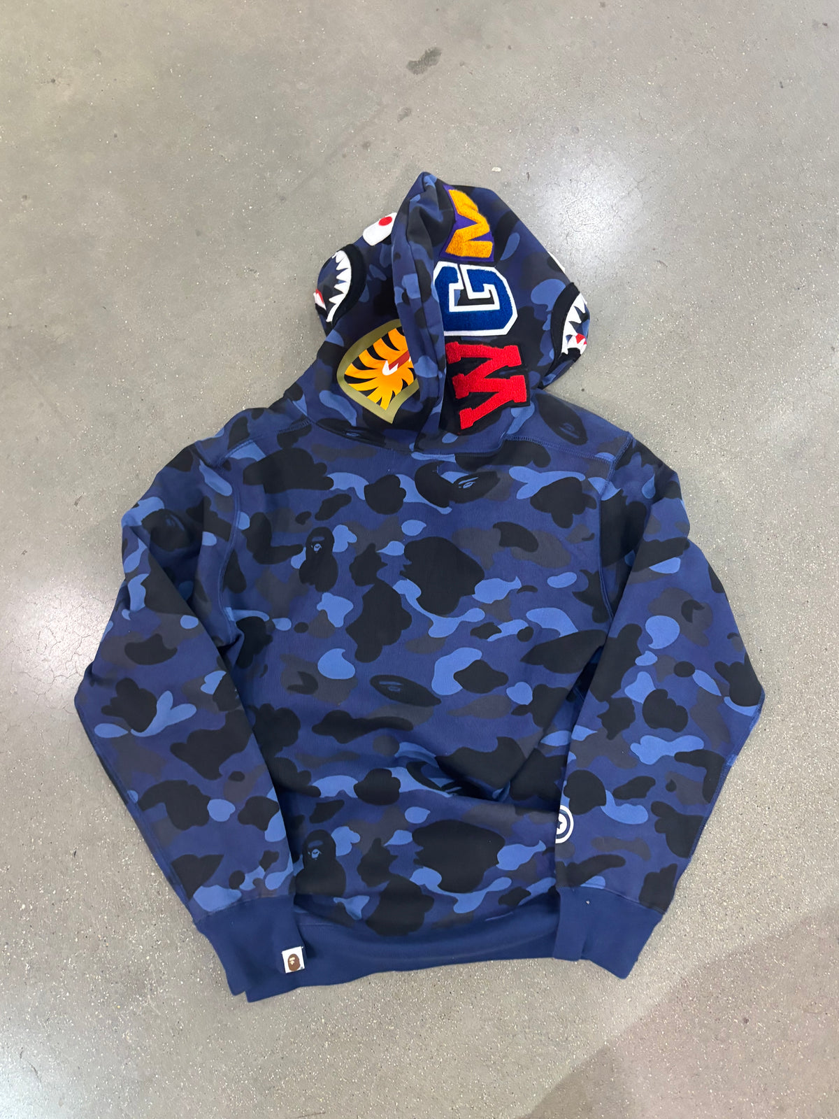 Preowned Bape Color Camo Shark Full Zip Hoodie Blue
