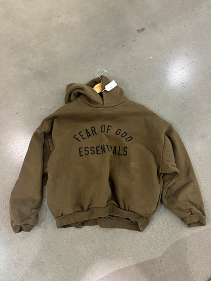 Preowned Fear Of God Essentials Fleece Hoodie Olive