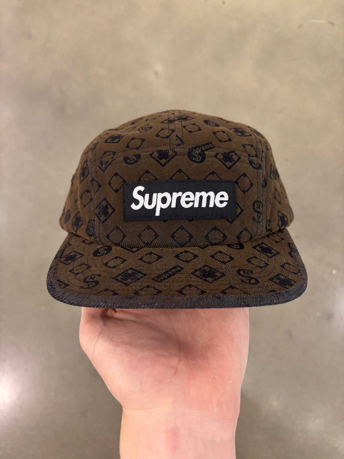 Supreme Flocked Denim Camp Hat Black