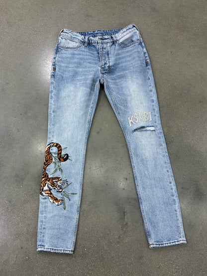 Preowned Ksubi Mens Van Winkle Skinny Tiger embroidery