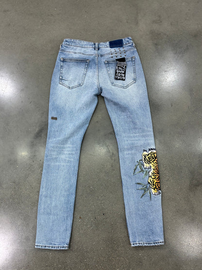 Preowned Ksubi Mens Van Winkle Skinny Tiger embroidery