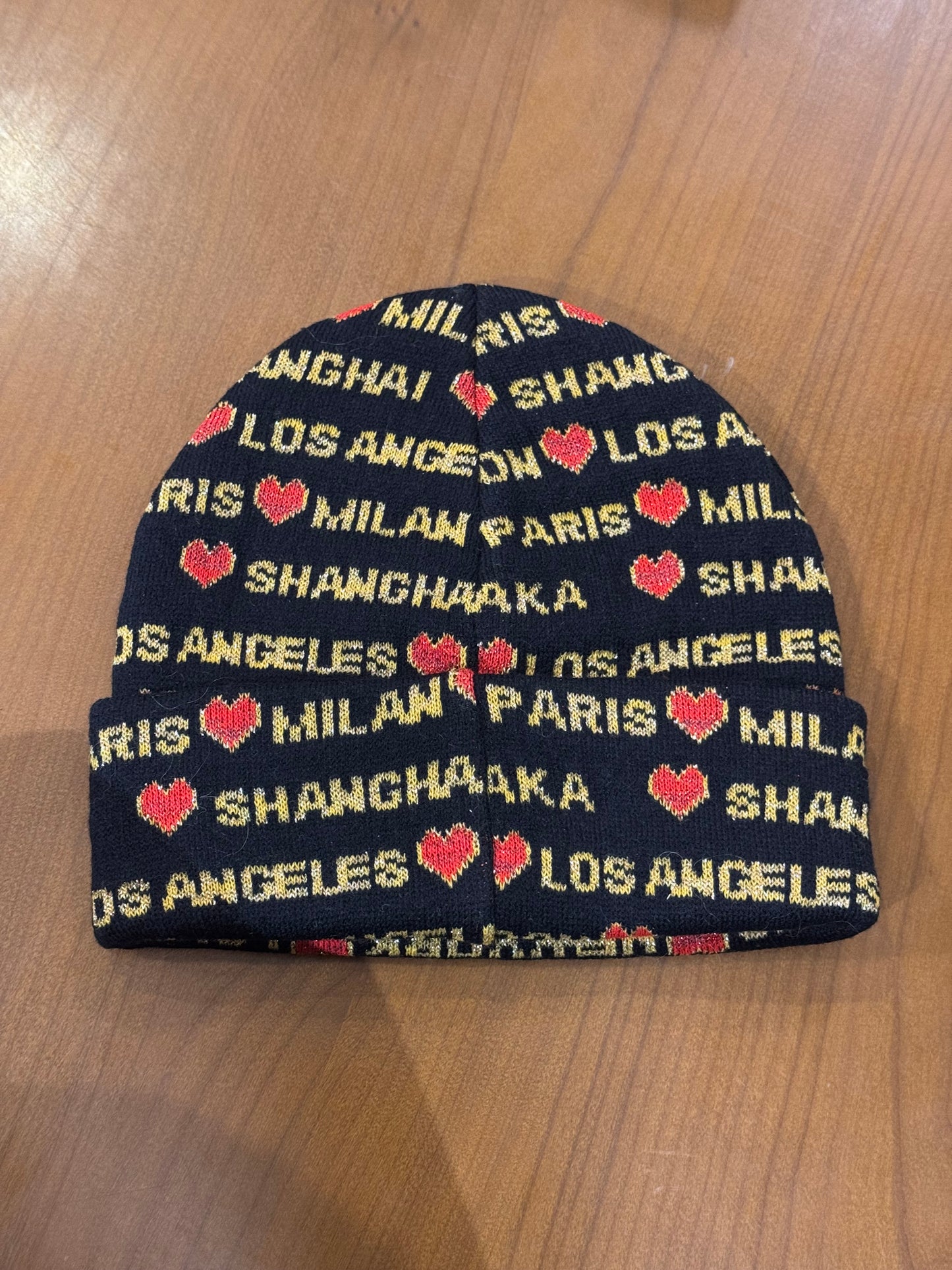 Preowned Supreme Hearts Beanie Black