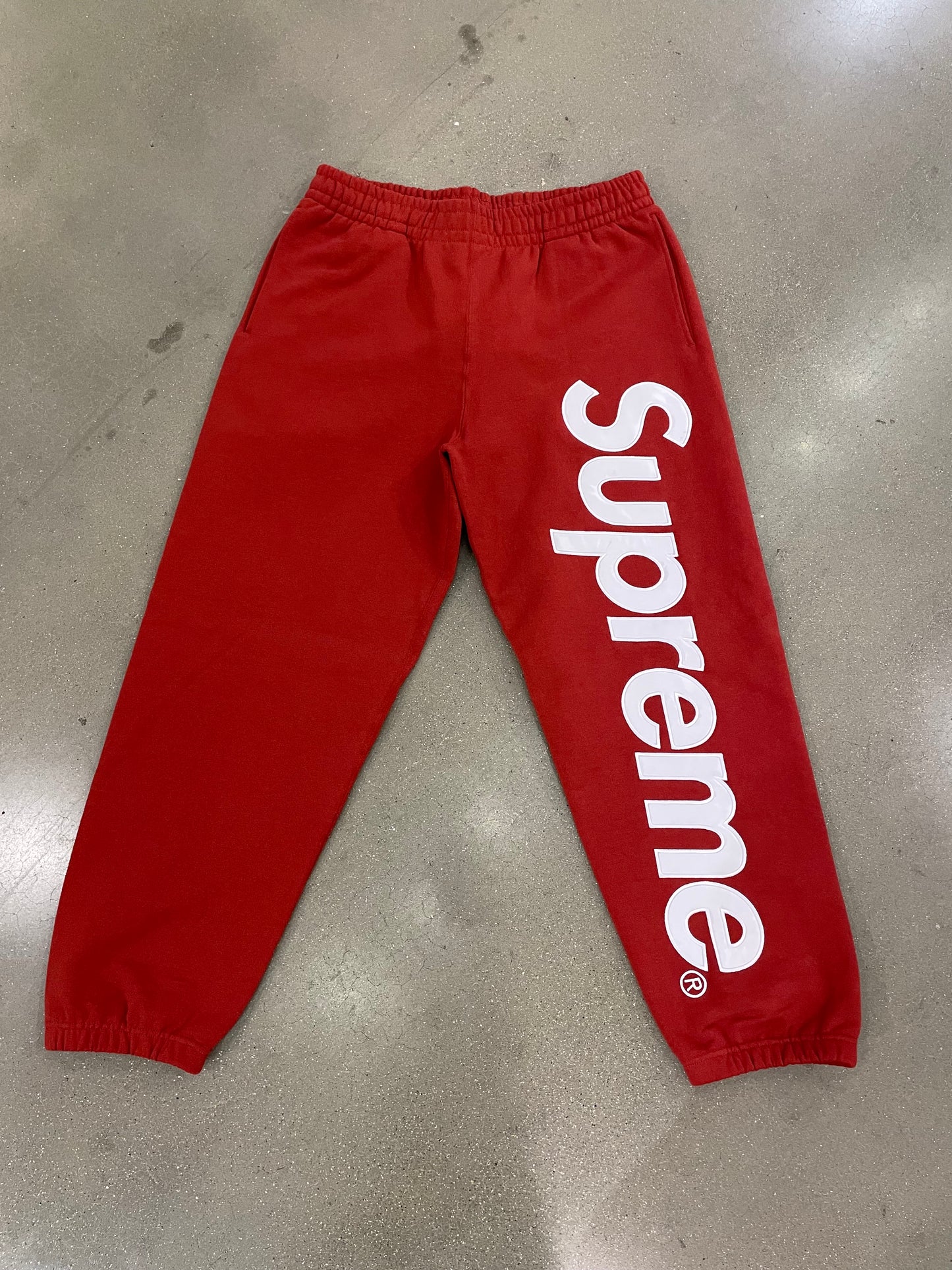 Supreme Satin Appliqué Hooded Sweatpants Red