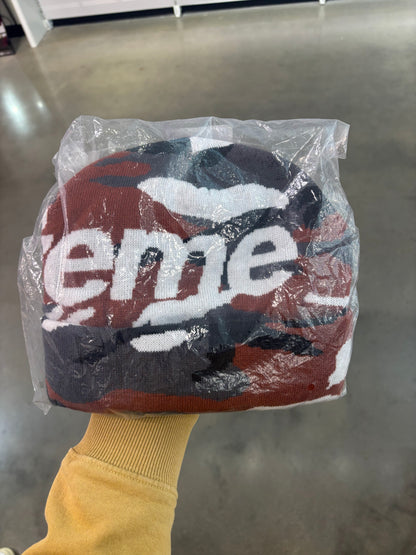 Supreme Camo Big Logo Beanie Red Camo