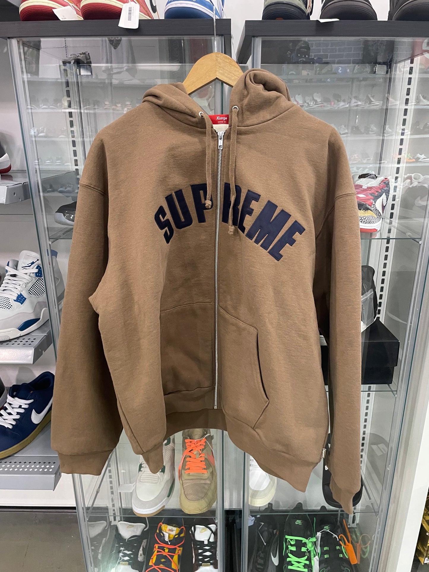 Supreme Arc Thermal Lined Zip Up Hooded Sweatshirt Brown