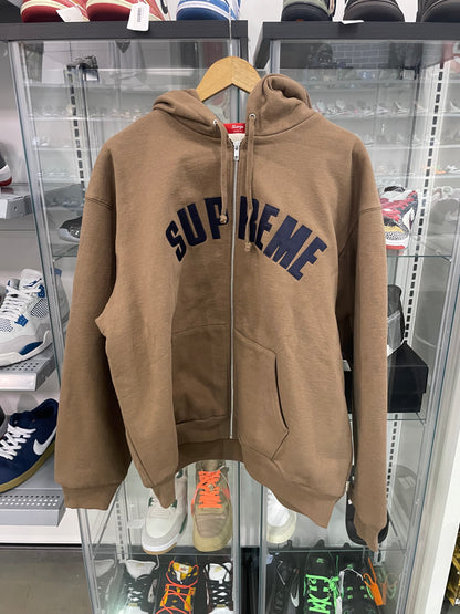 Supreme Arc Thermal Lined Zip Up Hooded Sweatshirt Brown