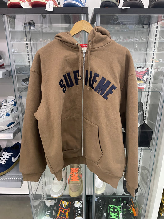 Supreme Arc Thermal Lined Zip Up Hooded Sweatshirt Brown