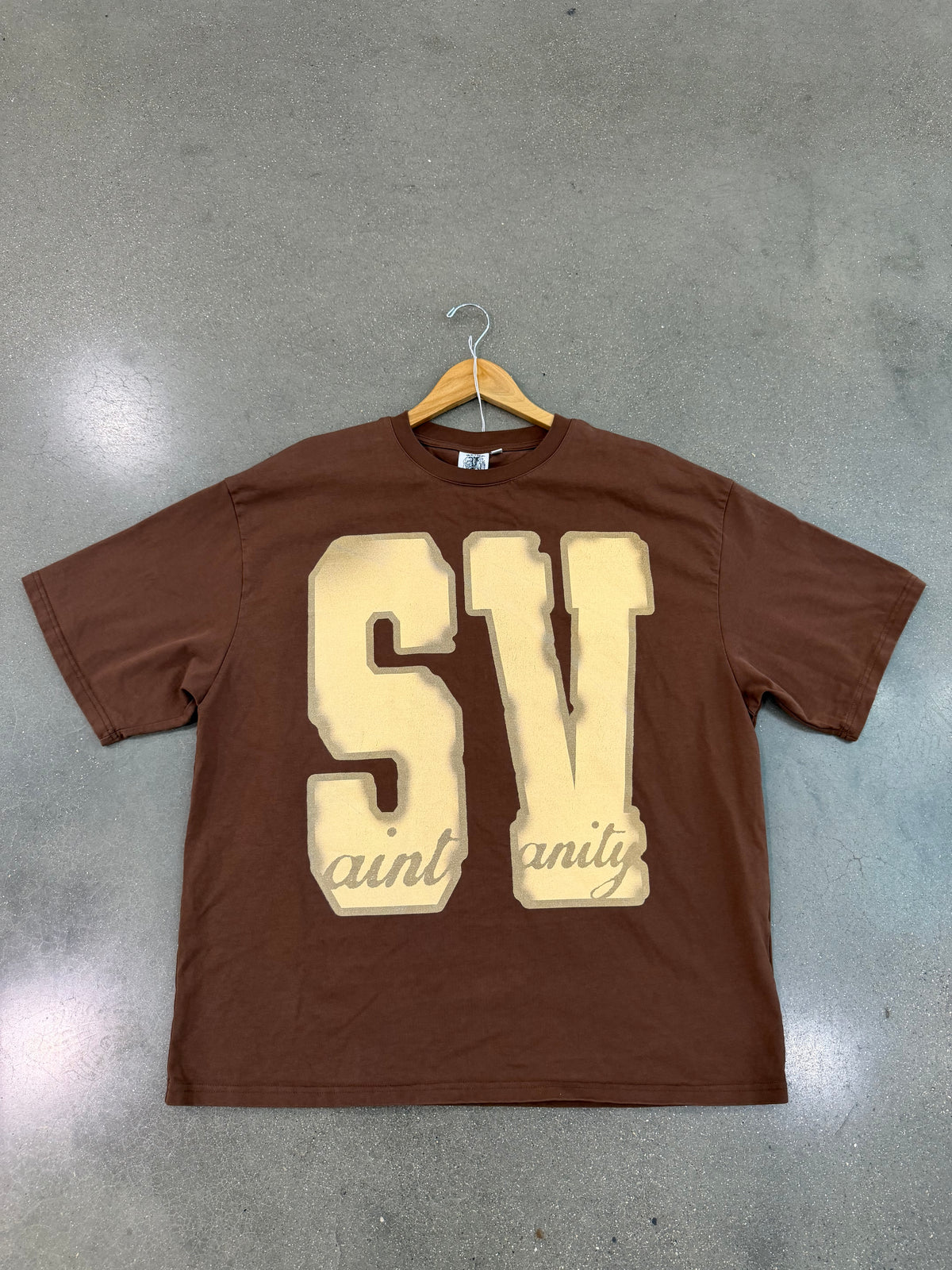 PREOWNED Saint Vanity Brown Logo Tee SIZE L
