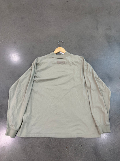 PREOWNED Essentials Fear Of God Logo Longsleeve Crew Grey SIZE M