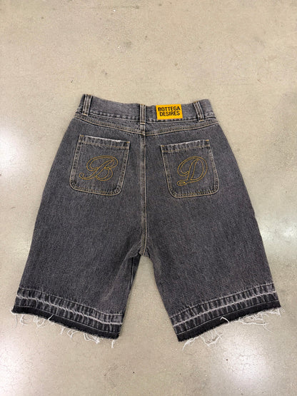 Preowned Bottega Desires Shorts Black Denim