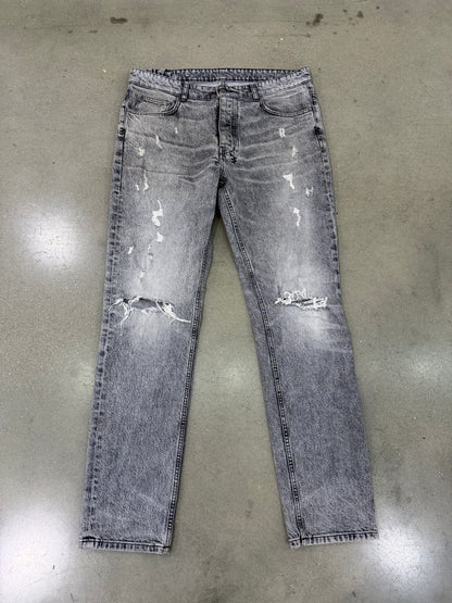 Preowned Ksubi Washed Grey Straight Leg Jeans