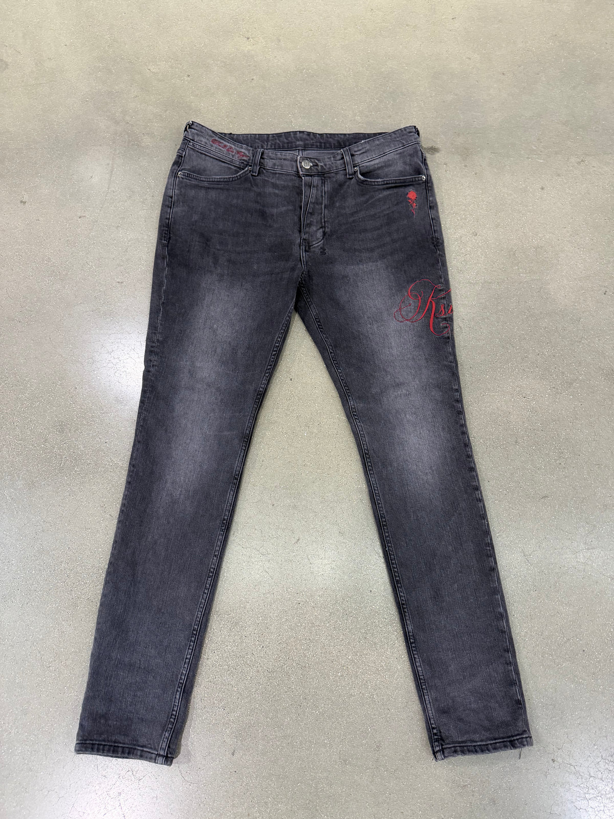 Preowned Ksubi Black Rose Embroidery Jeans