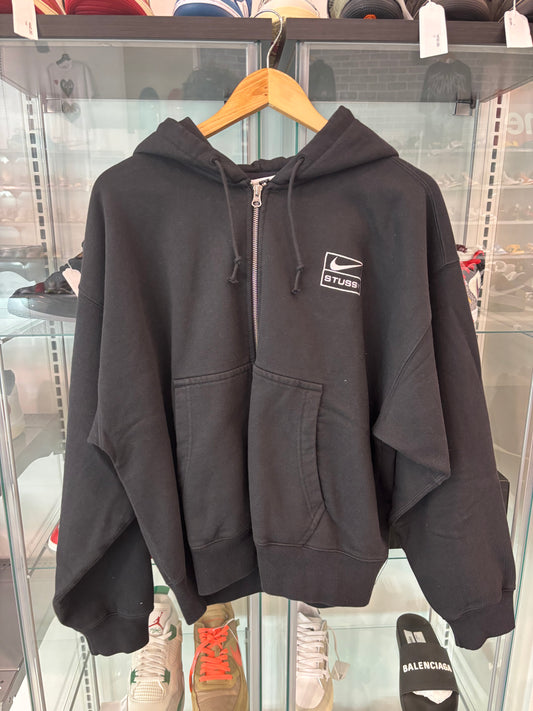 Stussy Nike Stone Washed Fleece Zip Up Hoodie Black