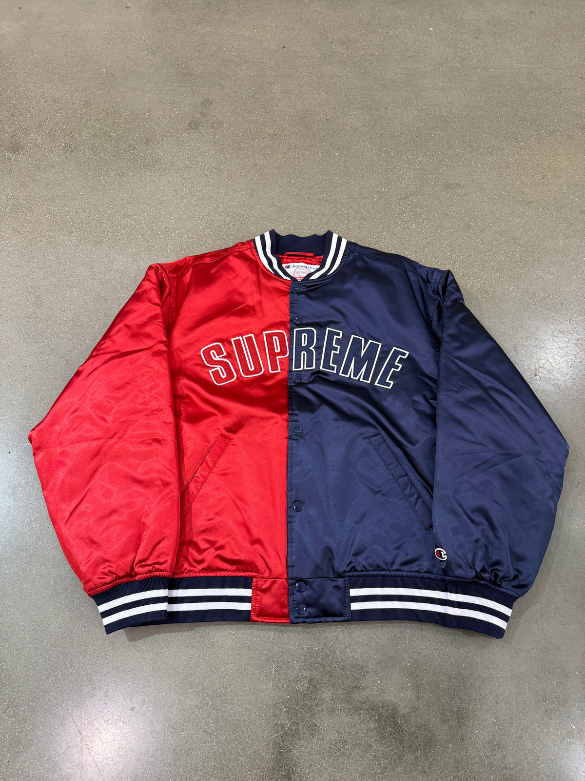 Supreme Champion Satin Varsity Jacket Red