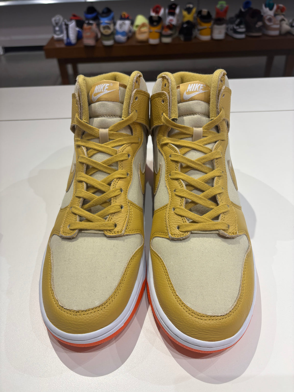 Nike Dunk High Wheat Gold Safety Orange