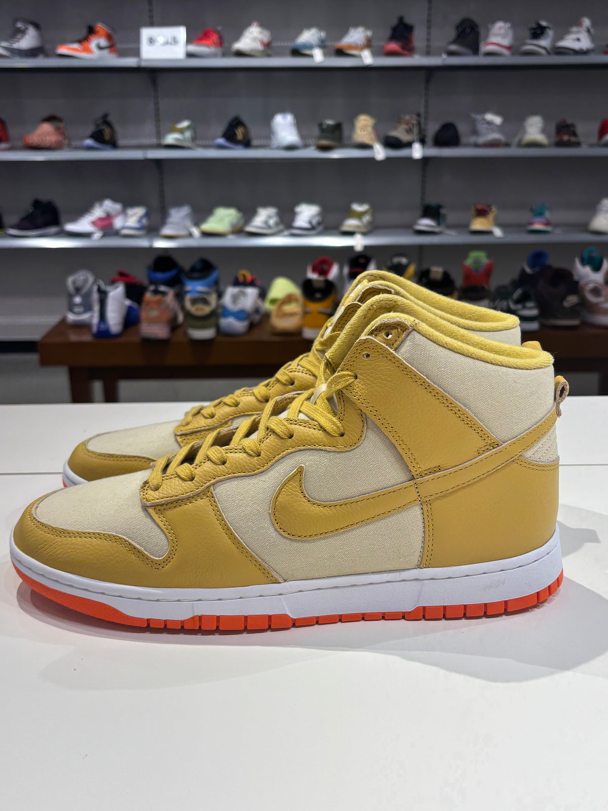 Nike Dunk High Wheat Gold Safety Orange