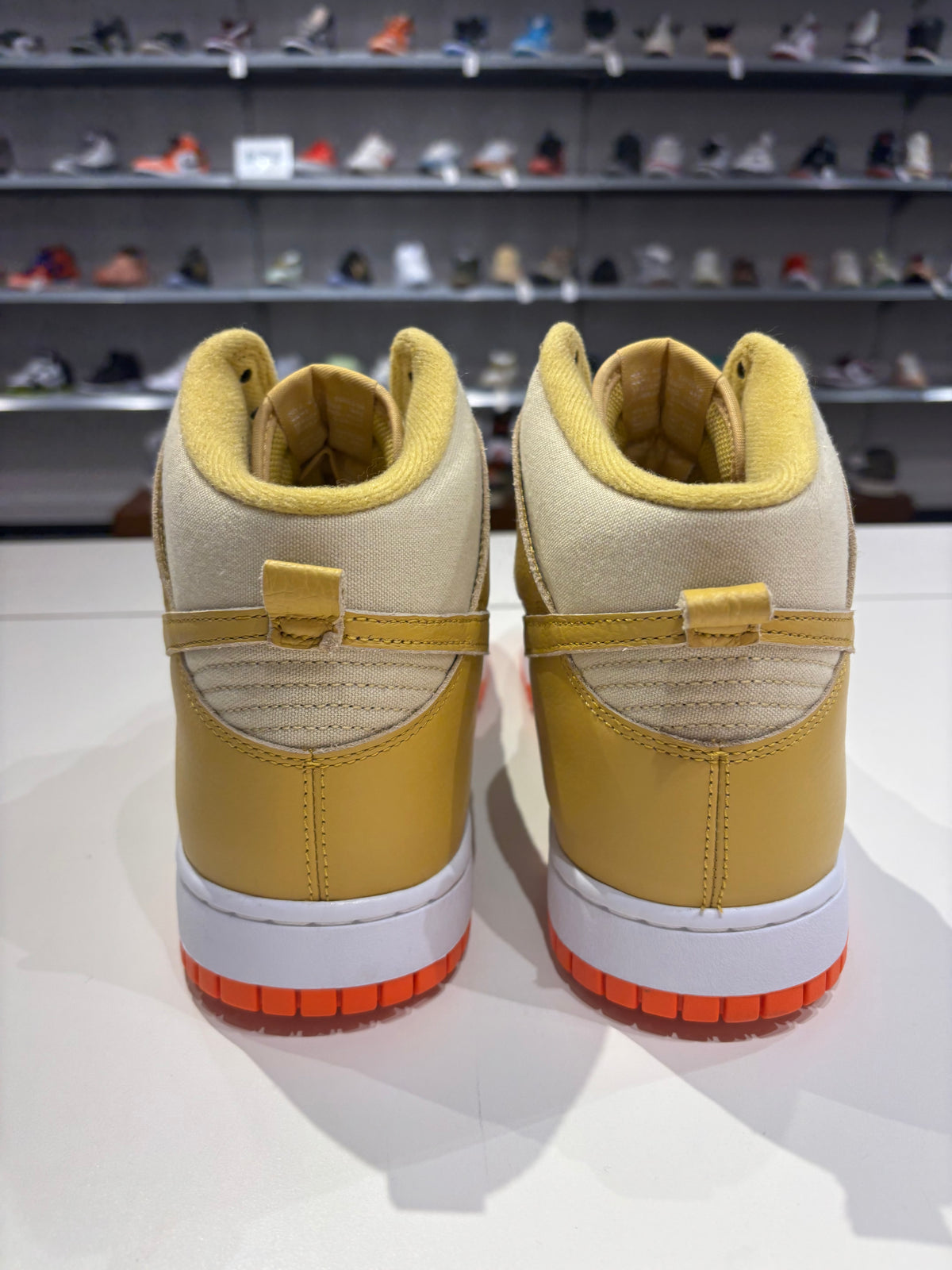Nike Dunk High Wheat Gold Safety Orange