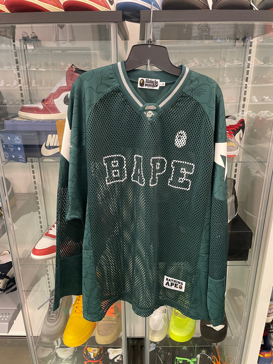 Bape Line Camo Multilogo Relaxed Fit Football Jersey Green