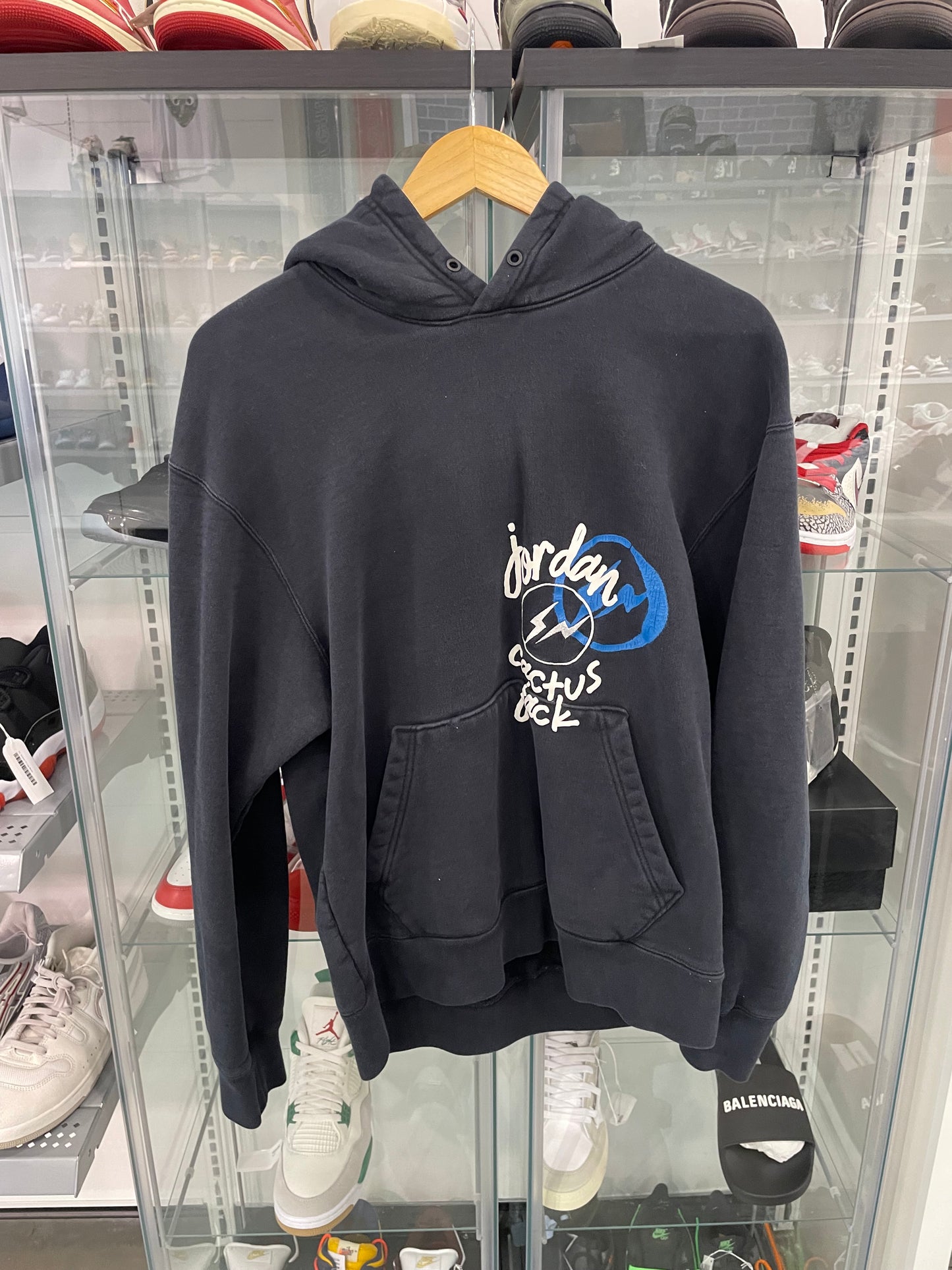 Preowned Travis Scott Fragment Jordan Hoodie Black