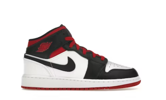 Air Jordan 1 Mid White Black Red Toe