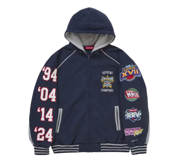 Supreme Playoffs Zip Up Hooded Sweatshirt Navy