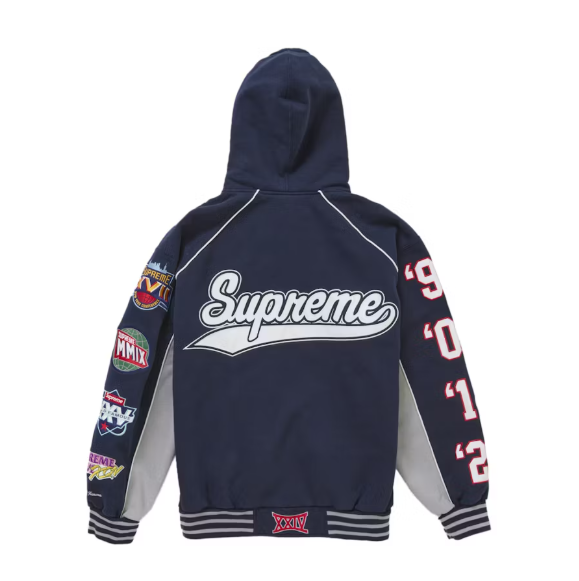 Supreme Playoffs Zip Up Hooded Sweatshirt Navy