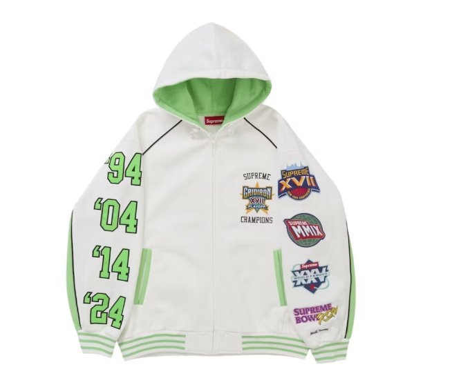 Supreme Playoffs Zip Up Hooded Sweatshirt White